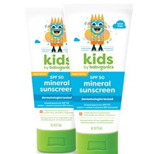 Babyganics SPF 50 Kids Sunscreen Lotion | UVA UVB Protection | Octinoxate & Oxybenzone Free | Water & Sweat Resistant, 6 Fl Oz (Pack of 2)