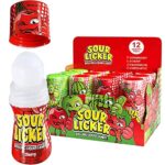 Slime Sour Lickers Candy, Gluten Free, 12 Pk Of 4 Flavors, Watermelon, Green Apple, Cherry and Strawberry Rolling Liquid Candy Bulk, Treat for Parties, Birthdays, or Halloween Treat