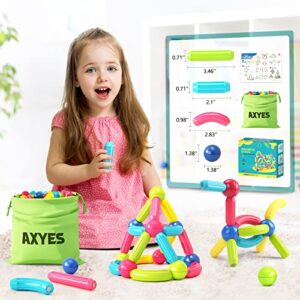 AXYES Magnet Toys for 3 Year Old Girls Boys, Educational Preschool Toys Magnetic Blocks for Toddlers Kids, Sensory Montessori Toys Magnet Building Tiles Sticks Playset, Birthday Gift - Image 4