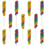 Rainbow Twist Lollipop, Mixed Fruit Flavor, Individually Wrapped Pop, 3" Inch Sucker (12-Pack)